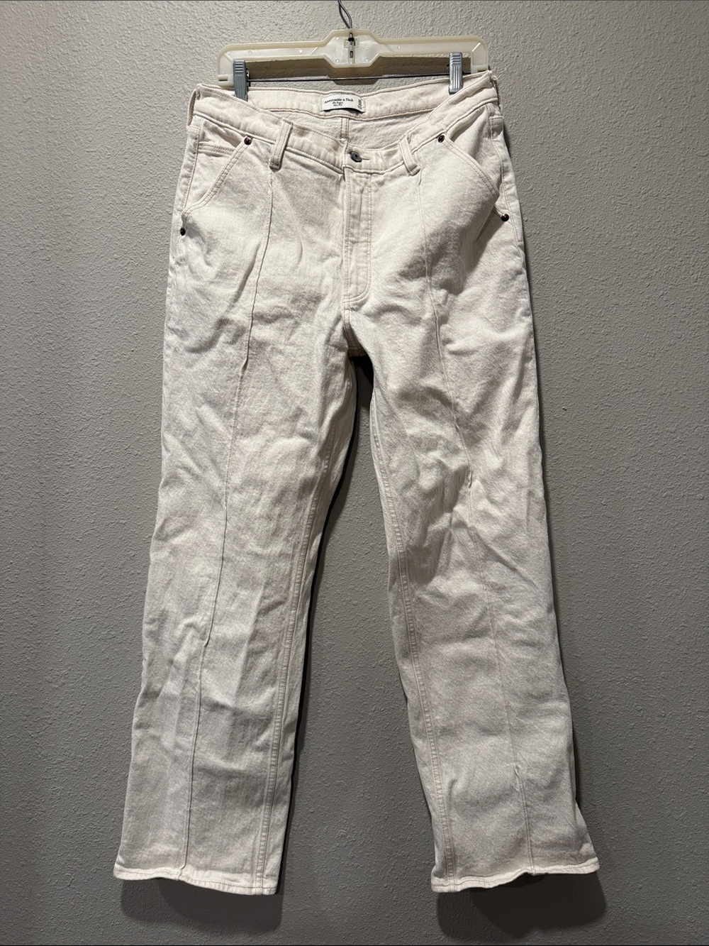 Abercrombie & Fitch Women’s Cream Mid Rise Jeans